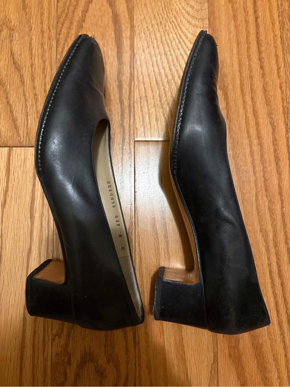 Vintage Ferragamo Black Leather Block Heels - Picture 10 of 11